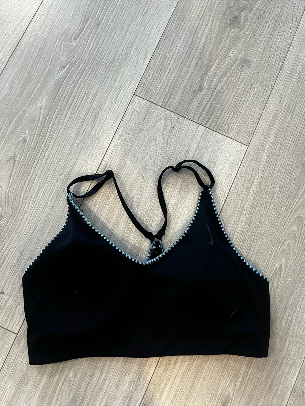 Nike Black Sports Bralette with Light Blue Trim